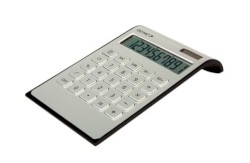 Design-Tischrechner Taschenrechner DD400 silber; Batterie + Solar, 10-stellig