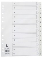Zahlenregister aus Kunststoff 1-12, A4, weiß