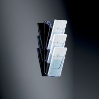 Wand-Prospekthalter „acrylic“ DIN Lang oder DIN A6 3 Fächer