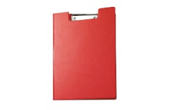 Schreibmappe mit Folienüberzug rot, Ausführung: mit Klemme, B x H x T mm: 320 x 238 x 13, für: DIN A4