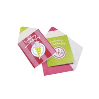 Einladungskarte Schulanfang "Stift" pink-grün