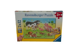 Puzzle 2 x 12 Teile "Glückliche Tierfamilien" von Ravensburger