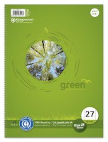 Collegeblock Green, 70 g/qm, DIN A4, liniert mit Rand innen/außen, 80 Blatt