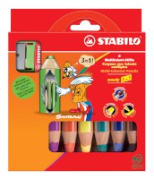 Multitalent-Stift STABILO® woody 3 in 1, Kartonetui mit 6 Stiften und 1 Spitzer