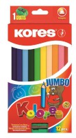 KORES Jumbo Buntstifte 5mm 12 Farben, 3-eckig, extra-dick