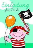 Einladungskarte Kindergeburtstag "Pirat" 8er Beutel